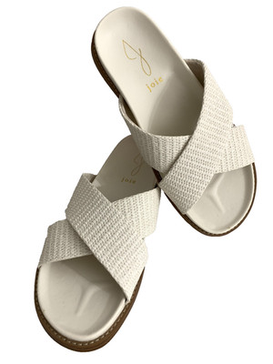 Joie Nell Sandals Slide Open Toe Flat Woven Straps Off White Size 6.5 NEW