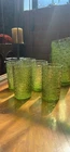 Vintage SORENO Avocado Green Glass Juice Pitcher & 5 Tumblers Anchor Hocking