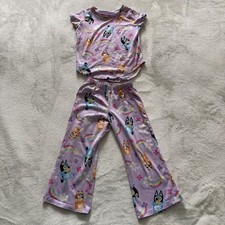 Bluey Pajama Set 2-Piece Purple Rainbow Print Girls Size 4