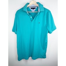 Tommy Hilfiger Blue Short Sleeve 100 Cotton Polo Shirt Men's Size Large L