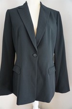 Tahari Thyme Jacket Blazer One-Button Lined Suit Black Pin Striped Size 10 NWT