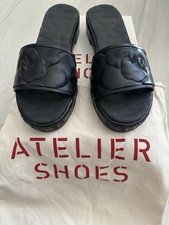 Valentino Black Rubber Pool Sandals Slides Ro...