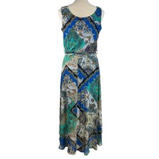 NWT Roz & Ali 6 Womens Floral Tassel Tie Waist Sleeveless Faux Wrap Hi/Low Dress