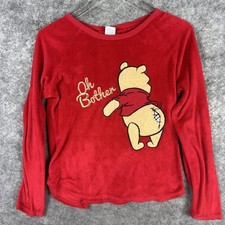 Disney Winnie the Pooh Shirt Girls Medium Red Sleepwear Oh Bother Embroidered