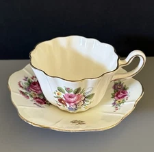 Vintage ROYAL STUART SPENCER STEVENSON Tea Cup And Saucer Set England 59/91 Rose