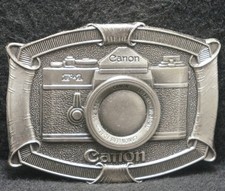 XC11159 VINTAGE 1970s ***CANON F-1 CAMERA*** PHOTOGRAPHY PEWTER BELT BUCKLE