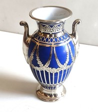 Vase Porzellan Thomas Bavaria Kobaltblau Silberauflage