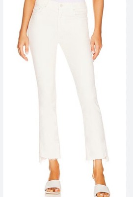 Mother The Insider Crop Step Fray Jeans Cream Puffs White High Waisted Size 32