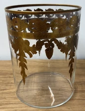 Arte Italica Vetro Baroque Gold Waste Basket Etched 24-karat gold highlights