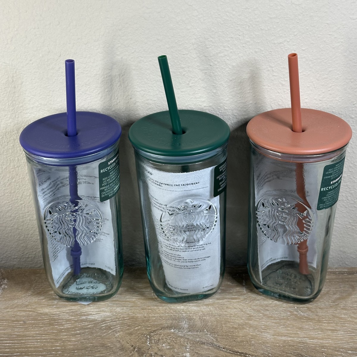 NEW Starbucks Recycled Glass Triangle Bottom Cold Cup Tumbler 16 oz Grande