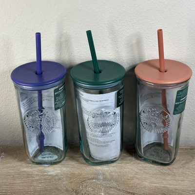 NEW Starbucks Recycled Glass Triangle Bottom Cold Cup Tumbler 16 oz Grande  | eBay