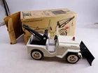 Vintage Tonka Jeep Wrecker & Plow Toy Truck No 2435 Pressed Steel w/ Box Car Old