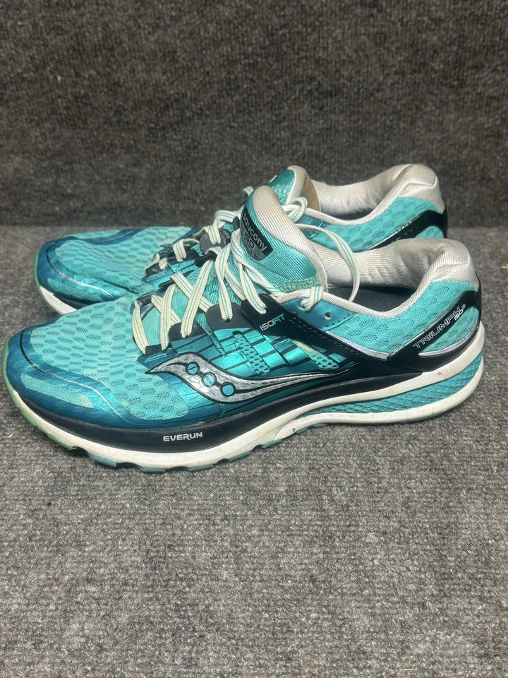 Saucony Triumph ISO 3 Mujer 10 Verde azulado Negro Zapatos para Correr EVERUN Acolchados Gimnasio Foto 3 de 4