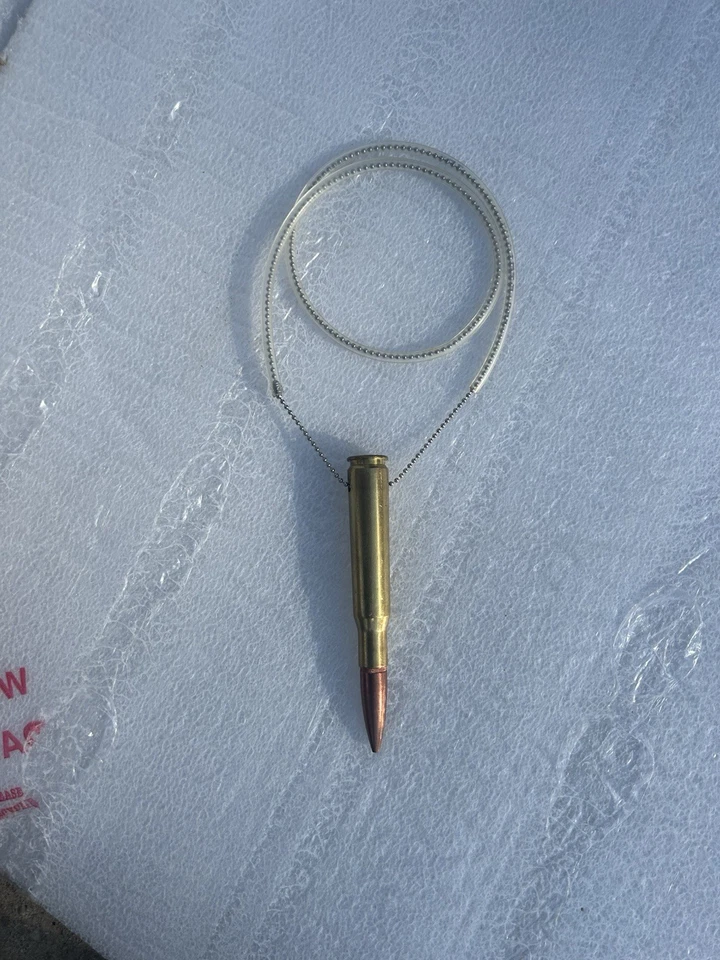 Colar de cordão de bala BMG calibre 50 exército militar marinha fuzileiros navais - Imagem 2 de 2