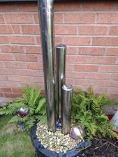 Garden Stainless Steel 3 Tube Water Feature 165 Cms In Height