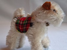 VINTAGE 1950s STEIFF MOHAIR "GINNY's PUP " FOX TERRIER "FOXY" DOG, GERMANY NICE