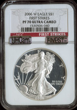 2006 W SILVER EAGLE DOLLAR NGC PF70 UCAM FIRST STRIKE RED LABEL MAC FINEST