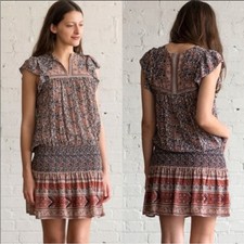 Ulla Johnson Dress Simone Mini Smocked Waist in Silk Floral