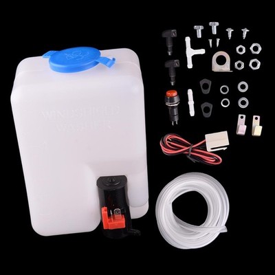 Car Windshield Washer Reservoir Pump Bottle Tank Hose Jet Universal 1.8L
