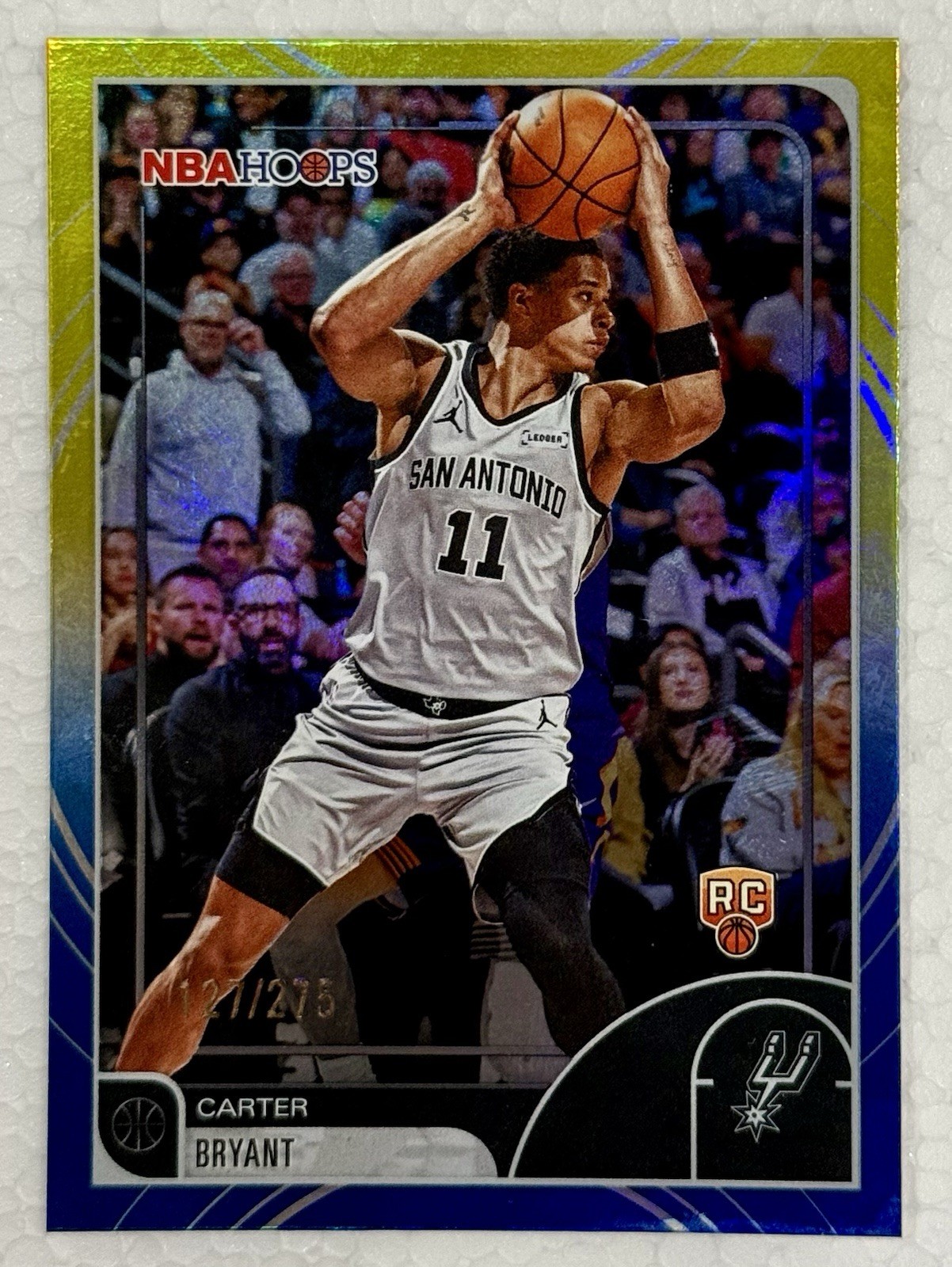 2025-26 Topps NBA Hoops Carter Bryant #181 Rookie RC Rainbow Yellow & Blue /275
