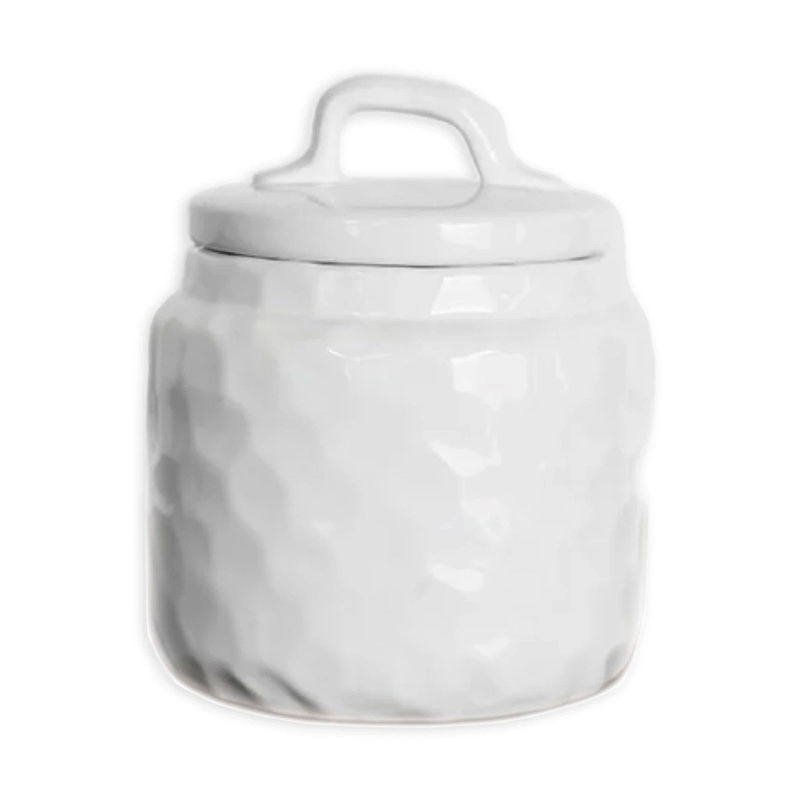 Multipurpose Storage Matching Lid, White 6 Inches Ceramic Canister Jar