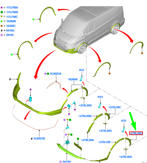 FORD TOURNEO CUSTOM Front Right Wheel Arch Deflector 2271356 Genuine OEM