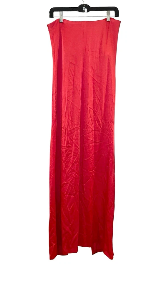 Maxi Vestido Rachel Zoe Nico Drapeado Precio de venta sugerido por el fabricante $695 Rosa/Rojo Satén Flecos Borlas 8 Foto 4 de 4