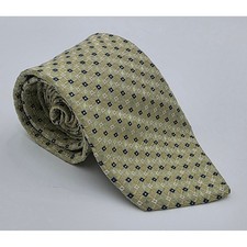 Nordstrom Men's Silk Tie Gold Navy Blue Geometric Pattern Made in USA