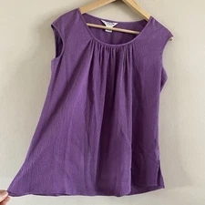 Citron Santa Monica Women’s Purple Textured Silk Sleeveless Tank Top Size MEDIUM