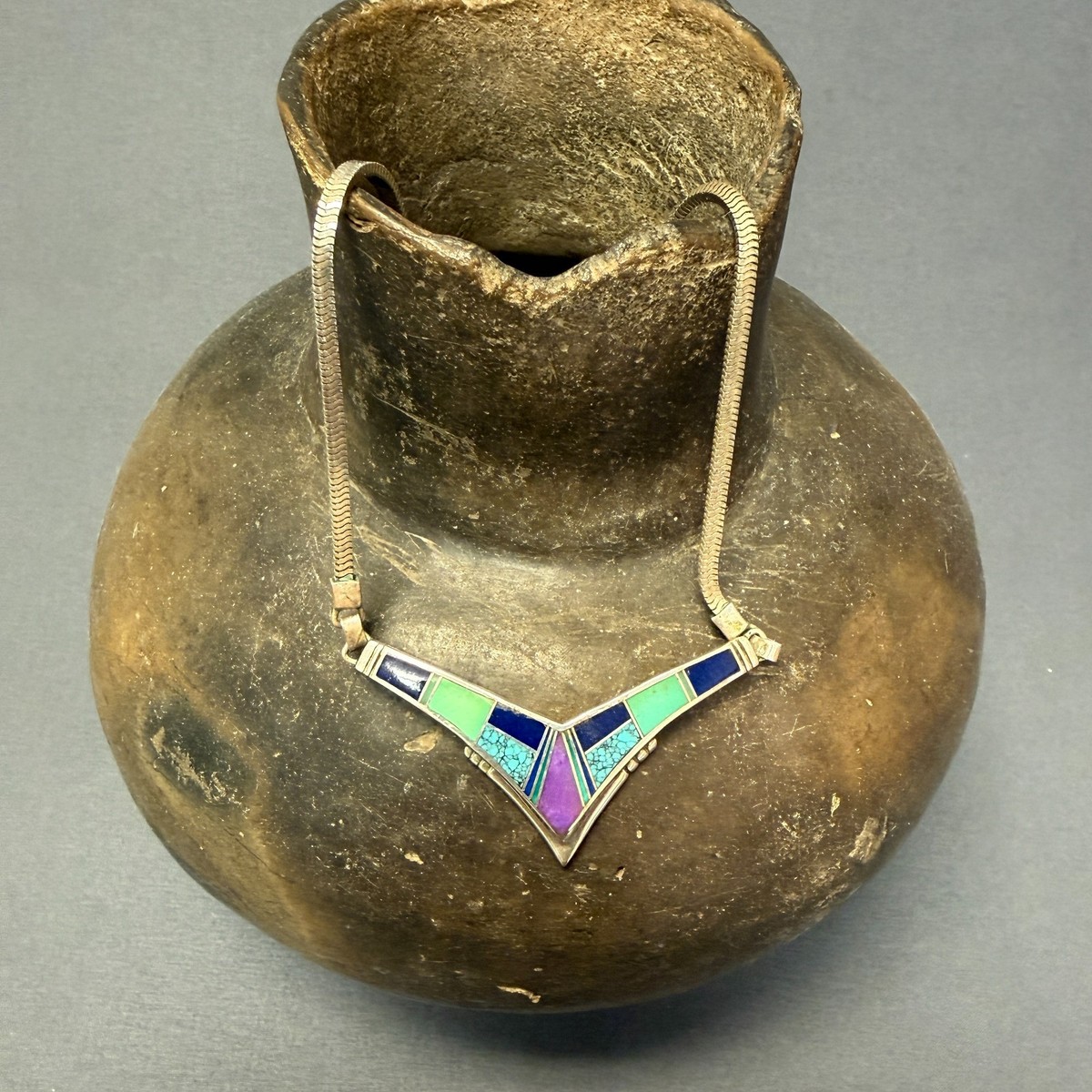 Supersmith David Rosales Silver Turquoise Sugilite Lapis Inlay Necklace View 2