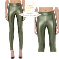 Estella Leggings Wolford 36 Dusty Green GrüN Kunstleder Hose Lederimitat Glanz
