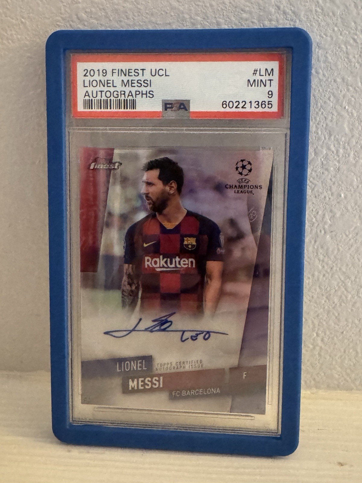 2019-20 Topps Finest UCL Lionel Messi Auto PSA 9 Barcelona