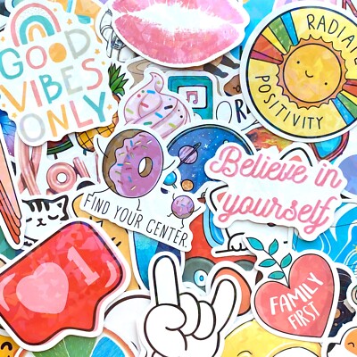 5-100 pcs Holographic Stickers, Boho Shiny Trendy Stocking Stuffer Laptop Decals