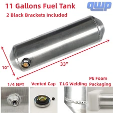 Gas Tank/Fuel Tank 11 Gallons 10''x33'' End Fill Spun Alum 1/4 NPT Outlet-Offset