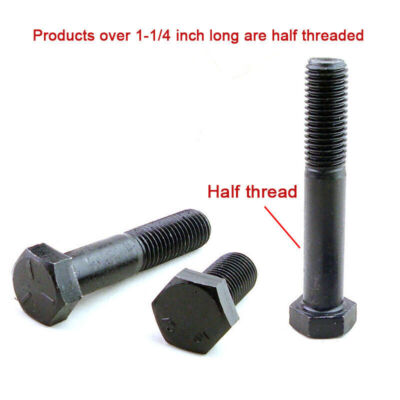 UNC Hex Screw 3/8-16 American Standard Thread Black Level 5 Bolts Various Length