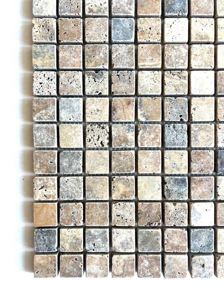 Azulejo de pared de piso con salpicadero antiguo mosaico caído multicolor Scabos 1x1 Foto 3 de 3