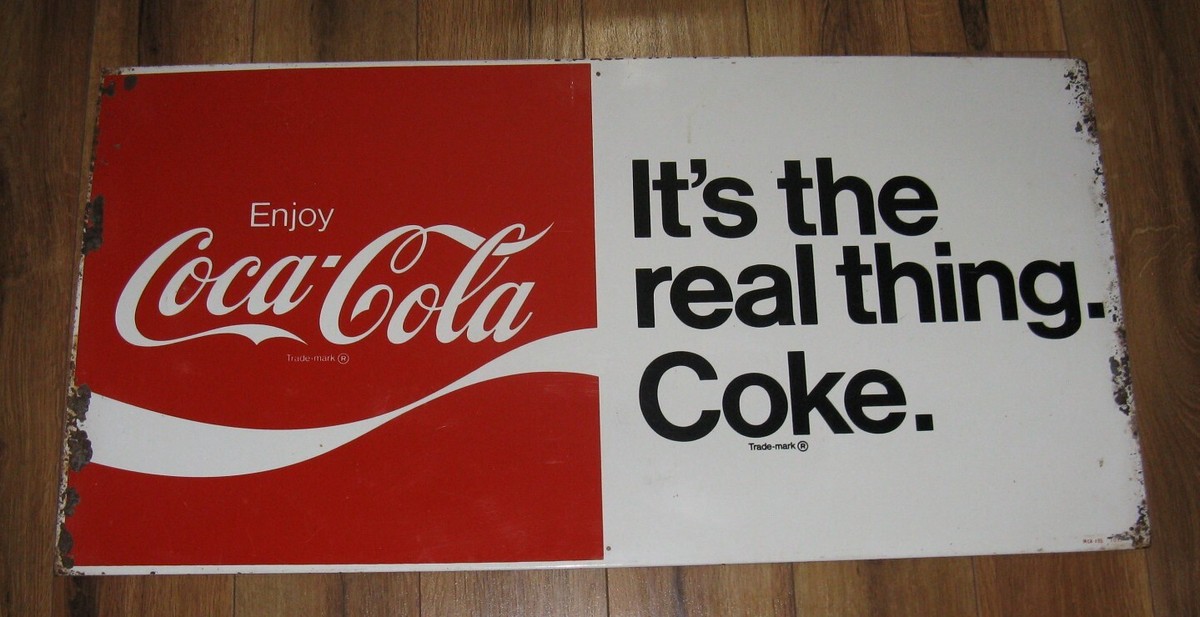 1970's Enjoy Coca Cola It's The Real Thing Coke Advertising Sign