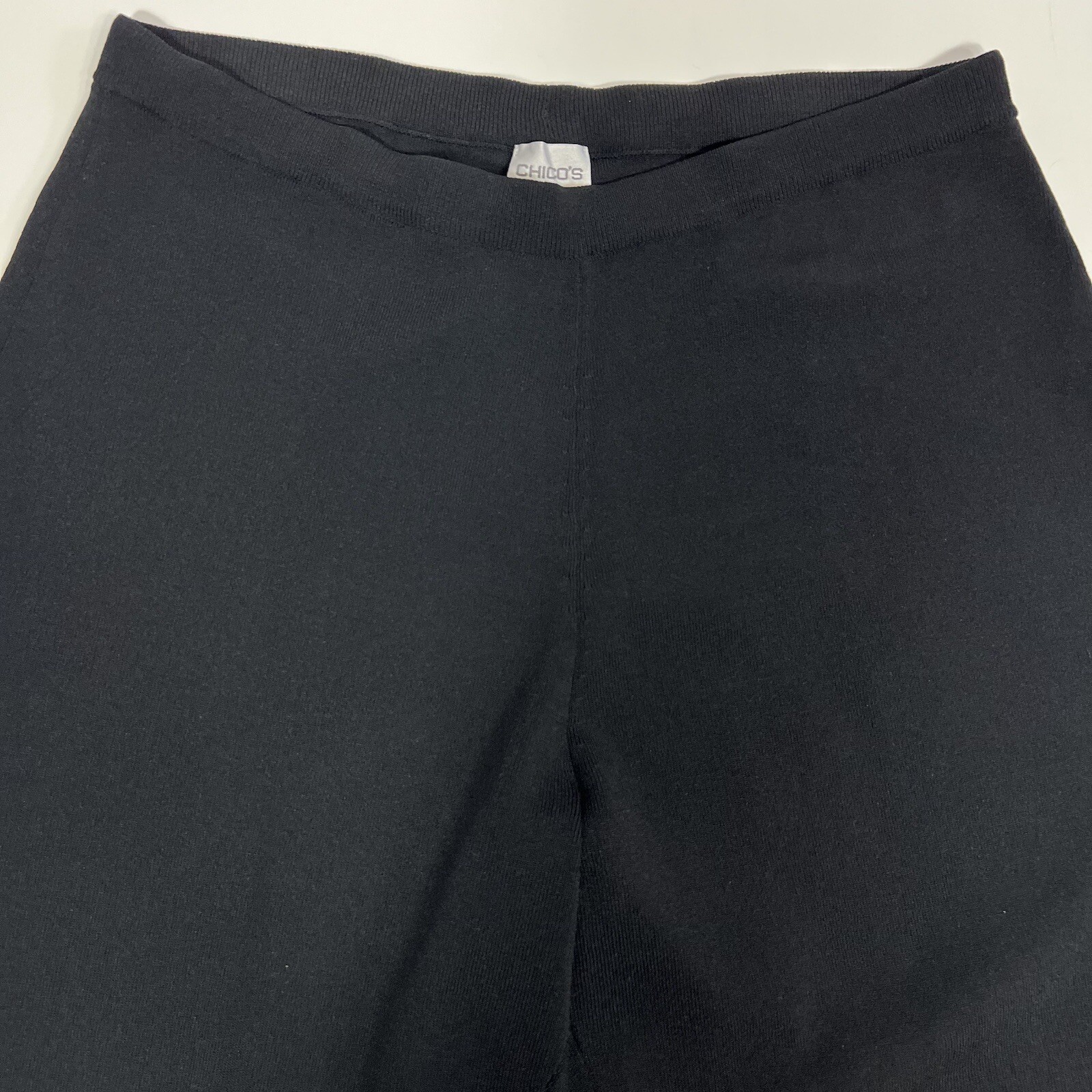 Chicos Ribbed Knit Stretch Solid Black Pull On Pa… - image 3