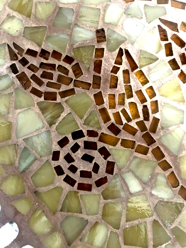 Plato grande redondo vintage Pier 1 Imports mosaico vidrio servir/exhibición 12,5" - Imagen 10 de 15