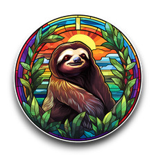 LARGE Cute Sloth Animal Stained Glass Window Opaque Vinyl Sticker Decal