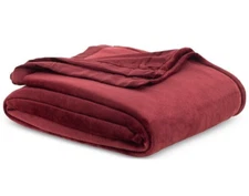 BERKSHIRE Classic Velvety Plush ROANOKE RED KING Blanket Satin Binding - New!