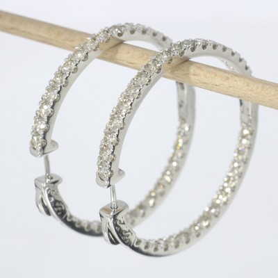 Wert 14.800,- Elegante 5,00 Carat Brillant Damen Creolen Weiß Gold T0237 xxyy