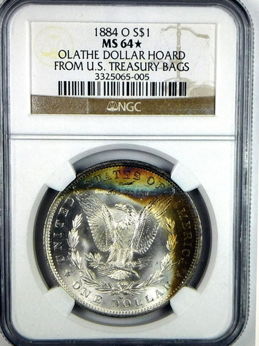 1884 O Gorgeous Toned Morgan $๐๐NGC MS 64* Star Olathe Dollar Hoard๐๐(VIDEO) - Picture 5 of 11