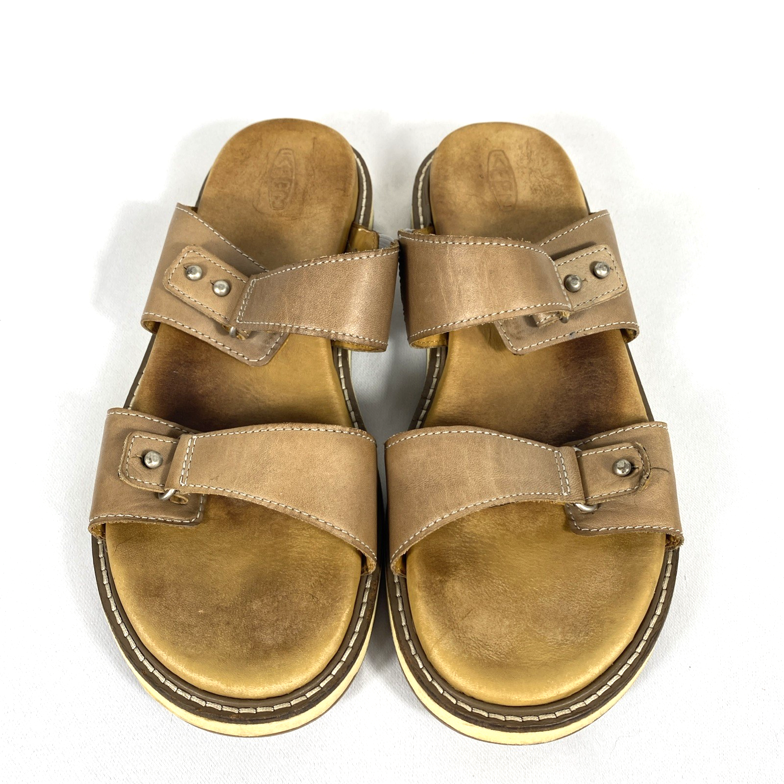 Sandali comodi Keen Lana cammello pelle marrone scarpe slide donna taglia 10