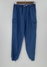 Vince Camuto Girl's Blue Pull On Cargo Chambray Joggers Pants Size 12