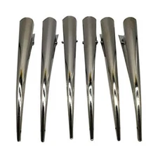 6 Pack Duckbill Hair Clips with Teeth, Metal Alligator Curl Clips Silvery