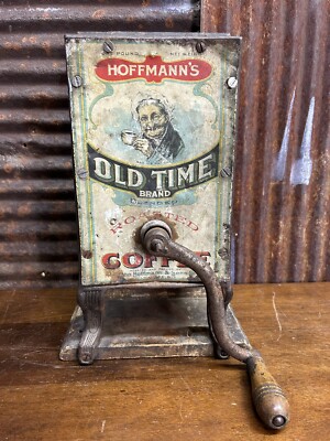 Hoffman s Old Time Brand Roasted Antique Coffee Grinder Country Store tin sign