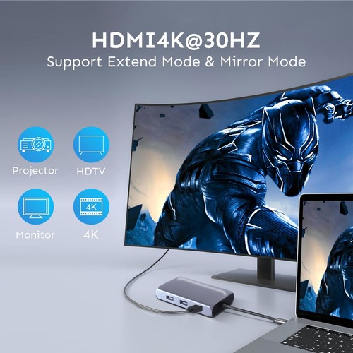 MaanBey Hub Docking Station 9 in 1 USB C Multiport Adapter with 4K HDMI USB 3.0 - Picture 5 of 9