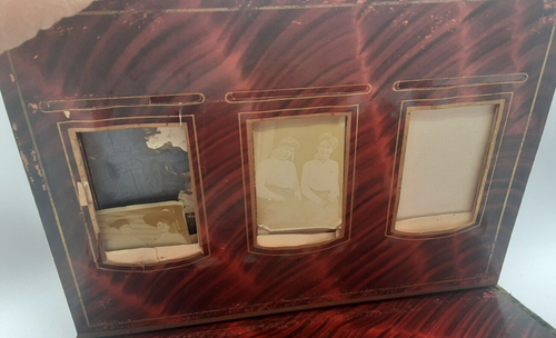 Antico album fotografico famiglia 1800 liberty campana specchio con 31 fotografie "così com'è" - Foto 10 di 15