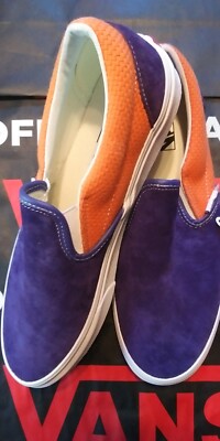 Vans Classic Slip On Suede Skate Shoes P&C Purple  White  Orange Apricot Buff